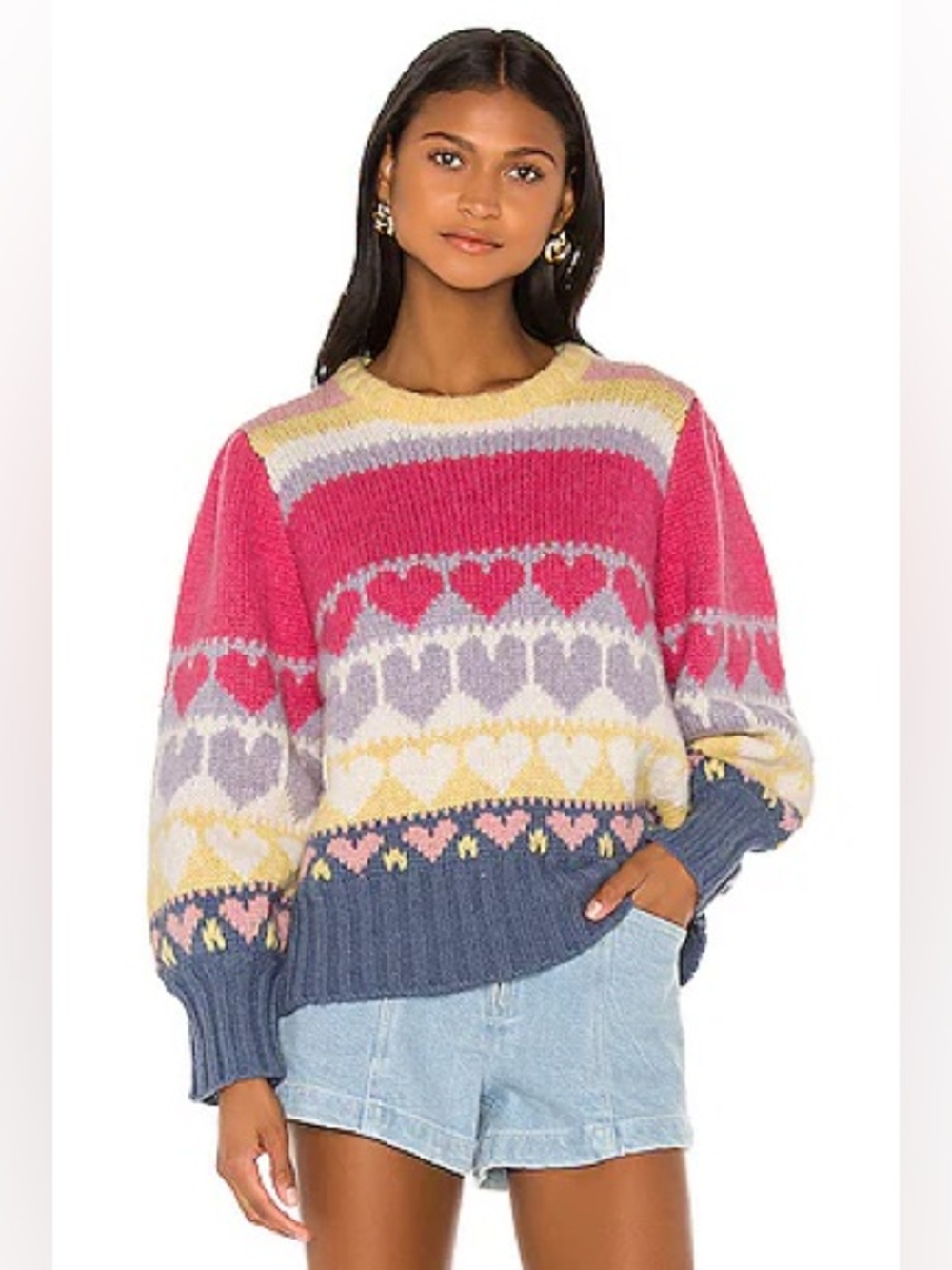 LOVESHACKFANCY Shirelle Pullover in Pink Icing Size Medium $298